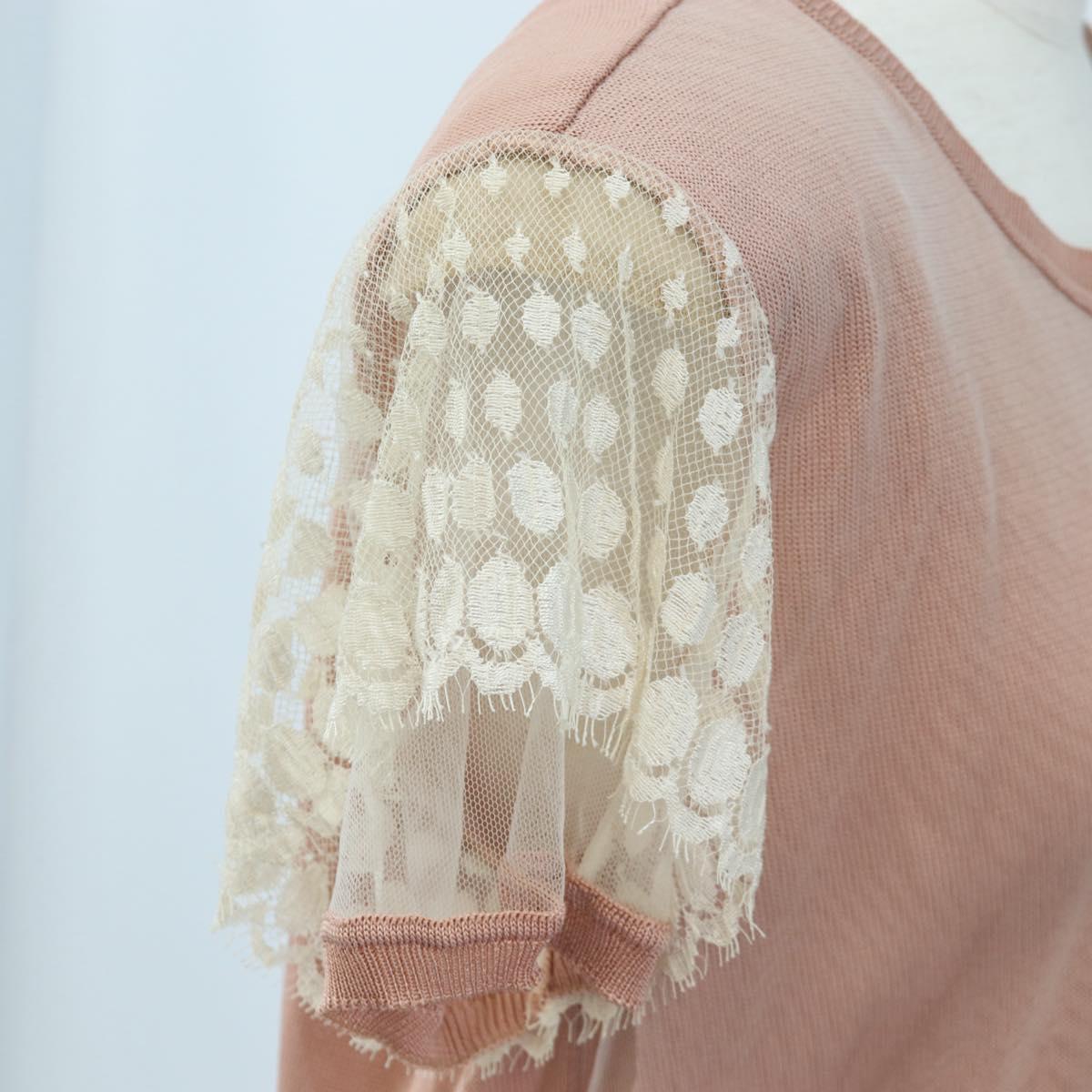 VALENTINO Short-sleeved Top Rayon Pink White Auth 202323M