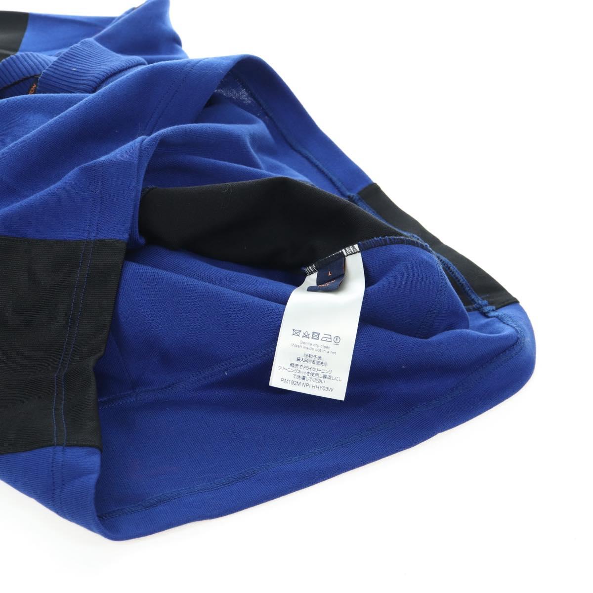 LOUIS VUITTON Jacquard Cycling Tops cotton ""L"" Blue Black LV Auth 202325M