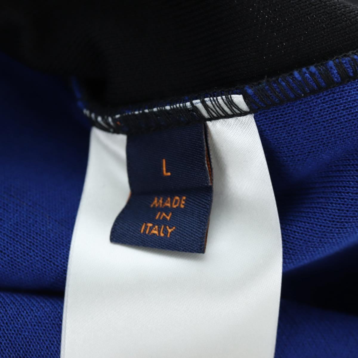 LOUIS VUITTON Jacquard Cycling Tops cotton ""L"" Blue Black LV Auth 202325M