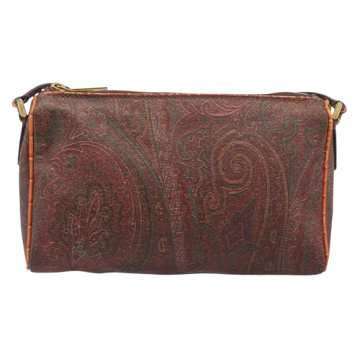 ETRO Shoulder Bag PVC Canvas Brown Bordeaux Auth 202326V