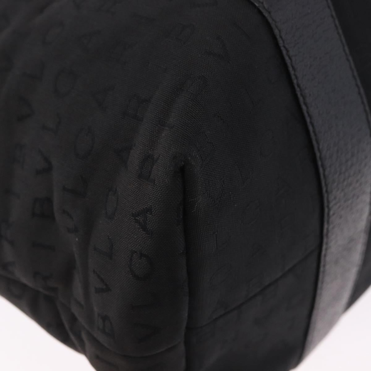 BVLGARI Logo Mania Tote Bag Canvas Black Silver Auth 202329