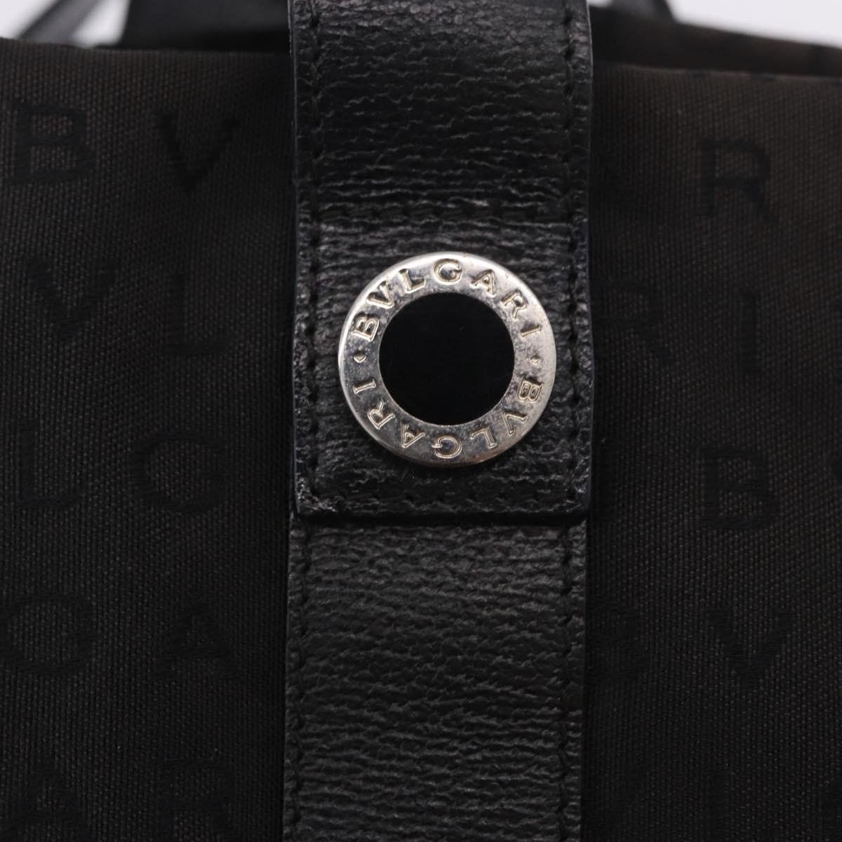 BVLGARI Logo Mania Tote Bag Canvas Black Silver Auth 202329