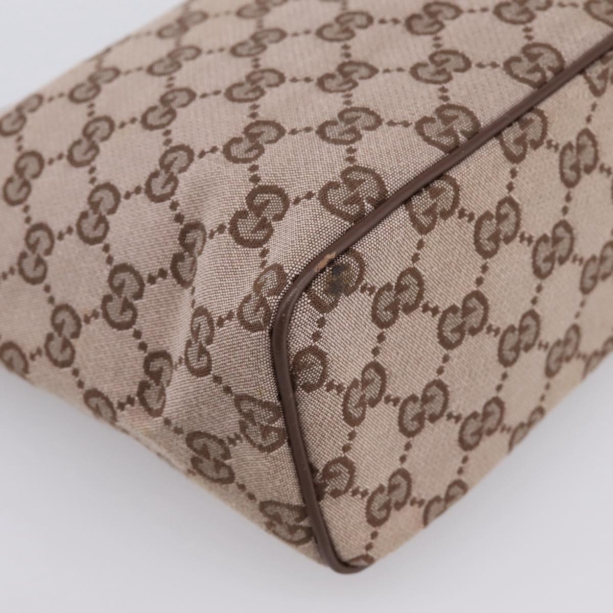 GUCCI GG Canvas hand Pouch Beige Gold Tone 039.1147 Auth 202332A