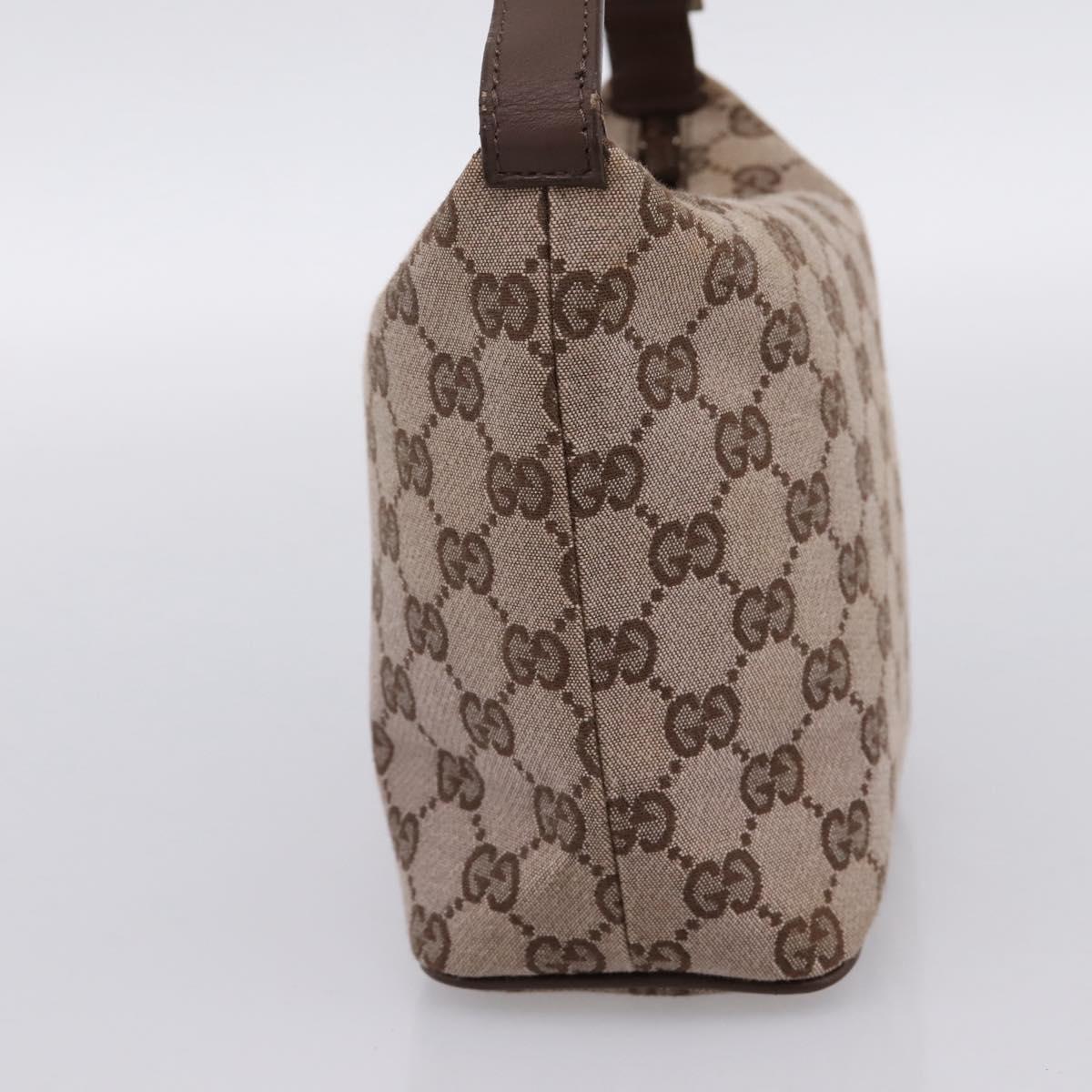 GUCCI GG Canvas hand Pouch Beige Gold Tone 039.1147 Auth 202332A