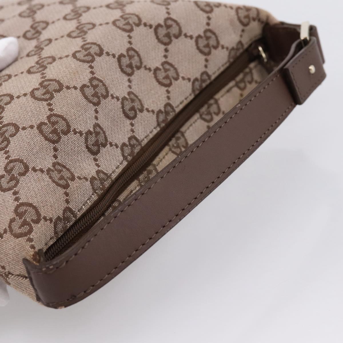 GUCCI GG Canvas hand Pouch Beige Gold Tone 039.1147 Auth 202332A