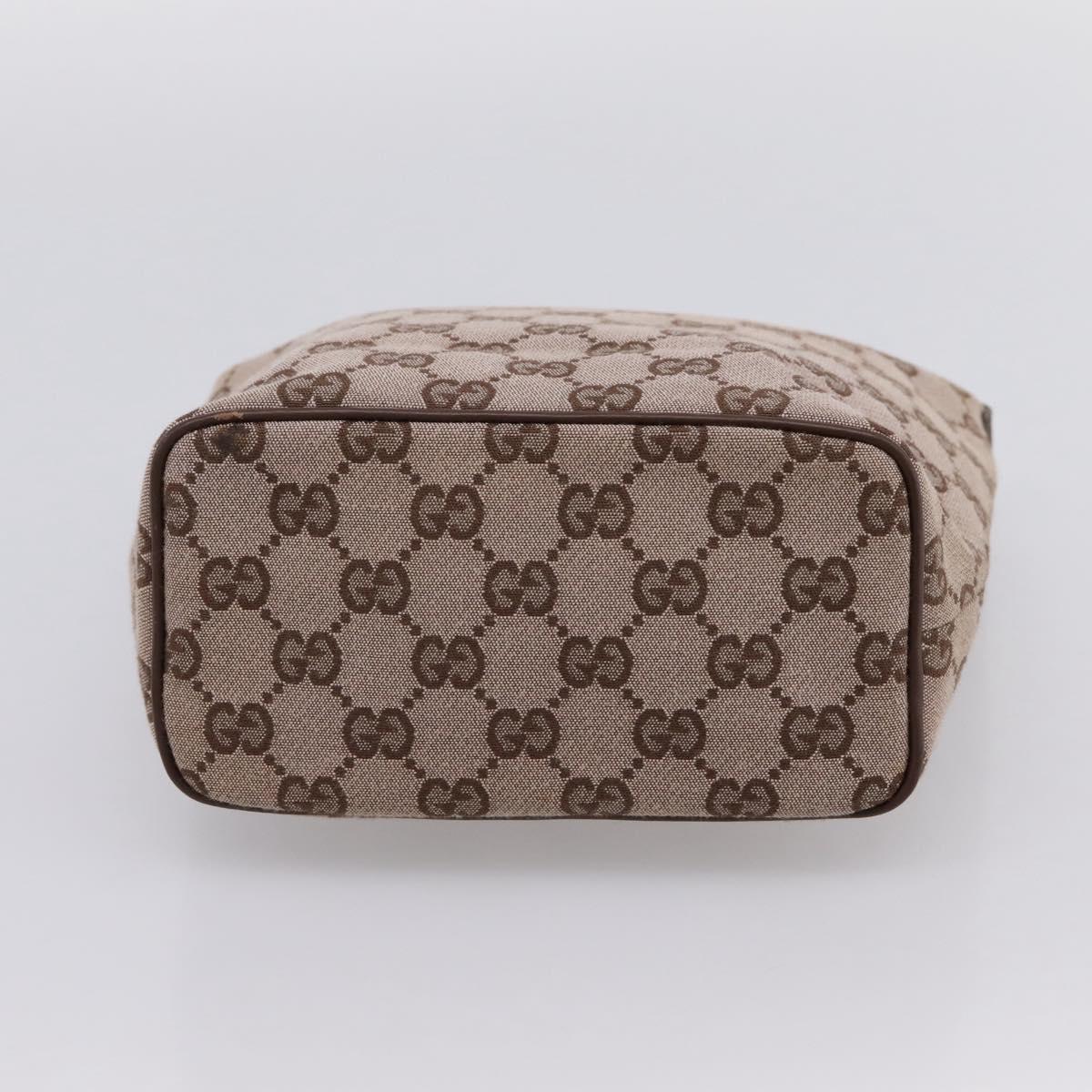 GUCCI GG Canvas hand Pouch Beige Gold Tone 039.1147 Auth 202332A