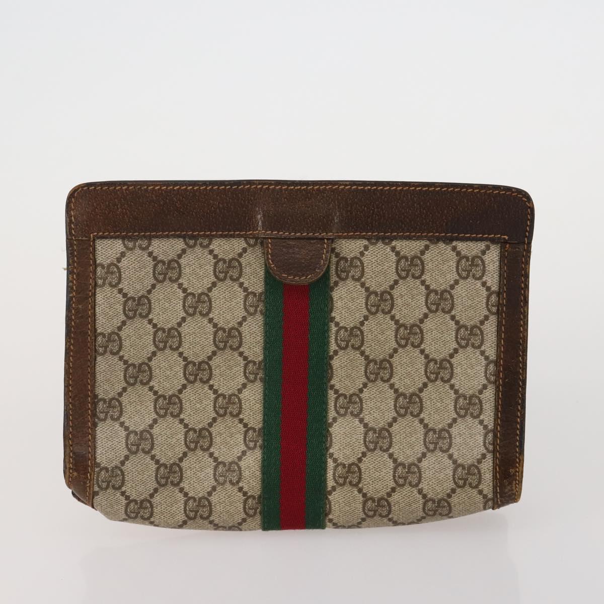 GUCCI GG Canvas Supreme Sherry Line Waist Clutch Tote 3 Set Beige Auth 202333