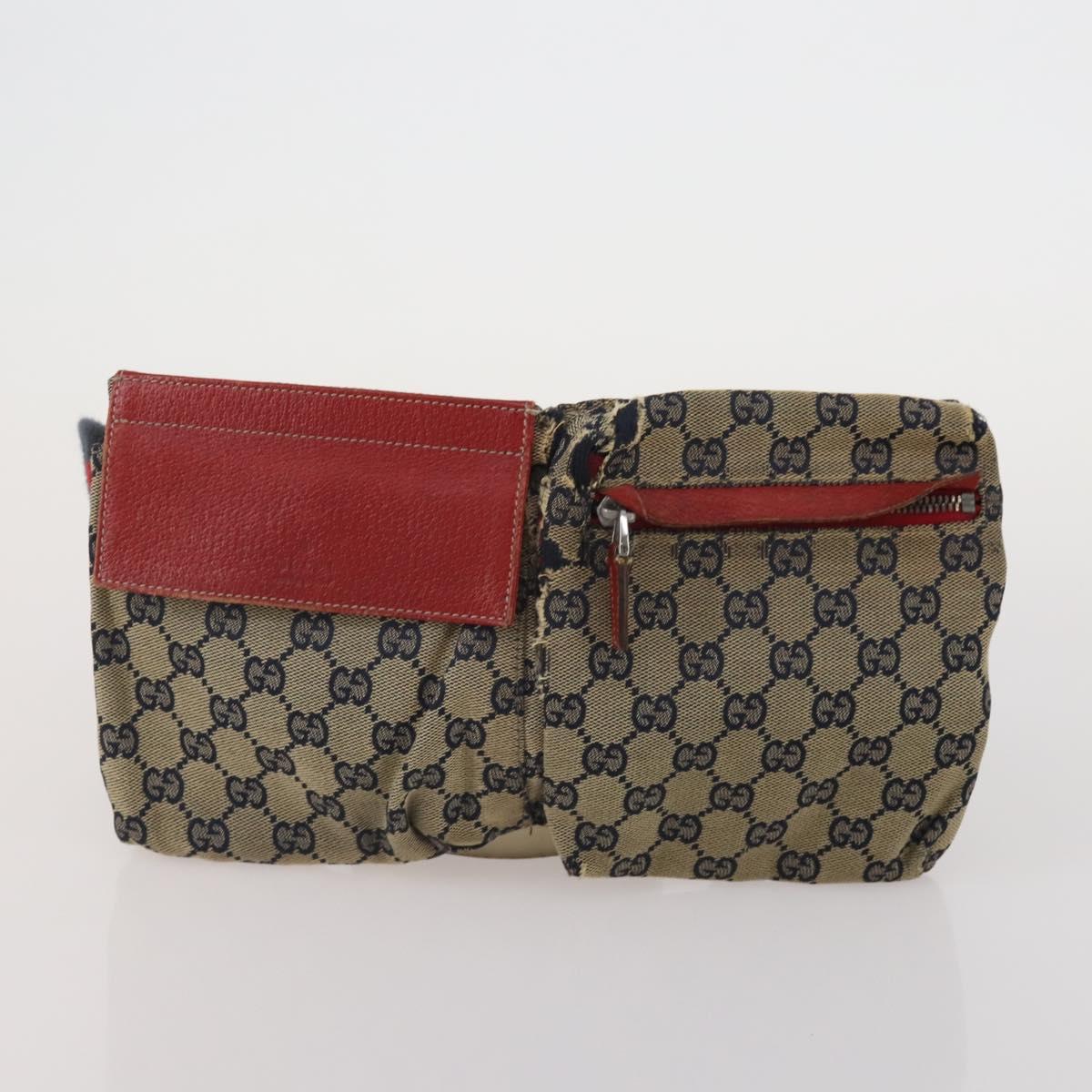 GUCCI GG Canvas Supreme Sherry Line Waist Clutch Tote 3 Set Beige Auth 202333