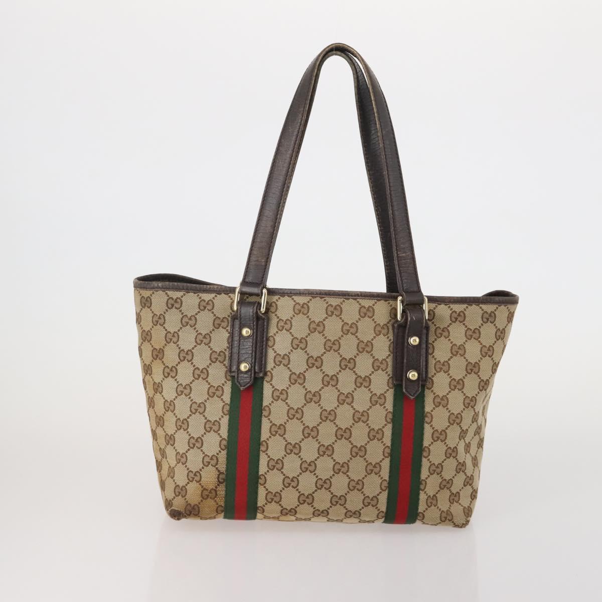 GUCCI GG Canvas Supreme Sherry Line Waist Clutch Tote 3 Set Beige Auth 202333