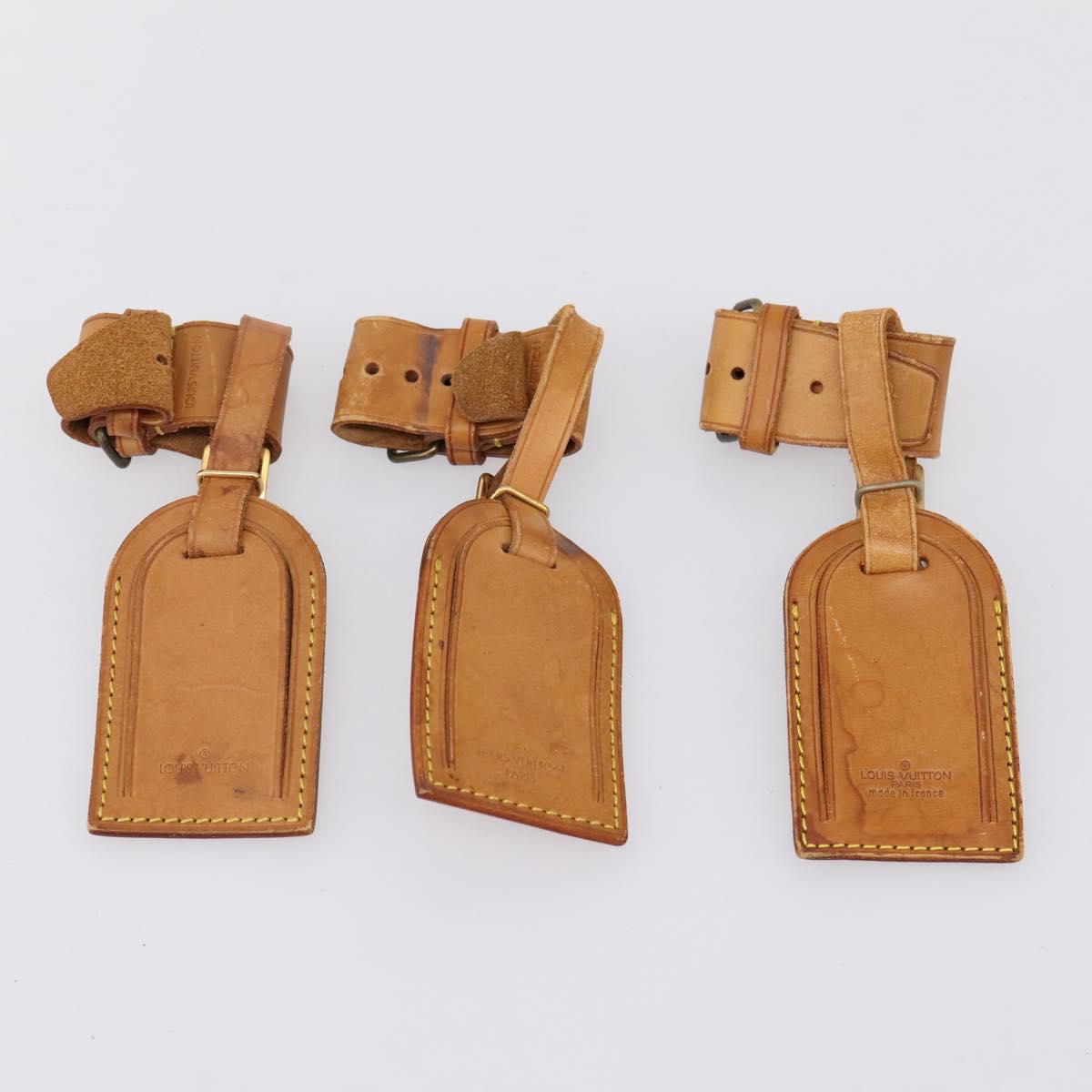 LOUIS VUITTON Name Tag Powanie 10 Set Powanie Leather Beige LV Auth 202405