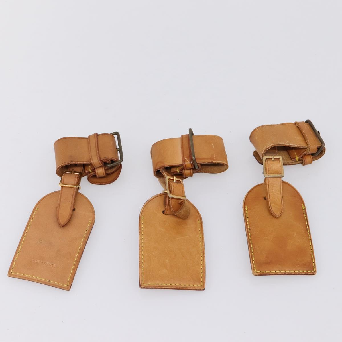 LOUIS VUITTON Name Tag Powanie 10 Set Powanie Leather Beige LV Auth 202405