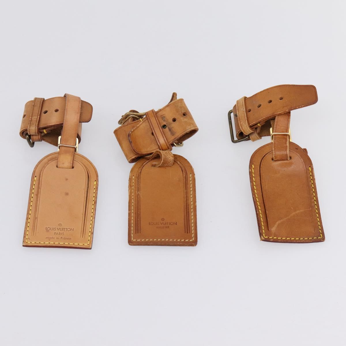 LOUIS VUITTON Name Tag Powanie 10 Set Powanie Leather Beige LV Auth 202405