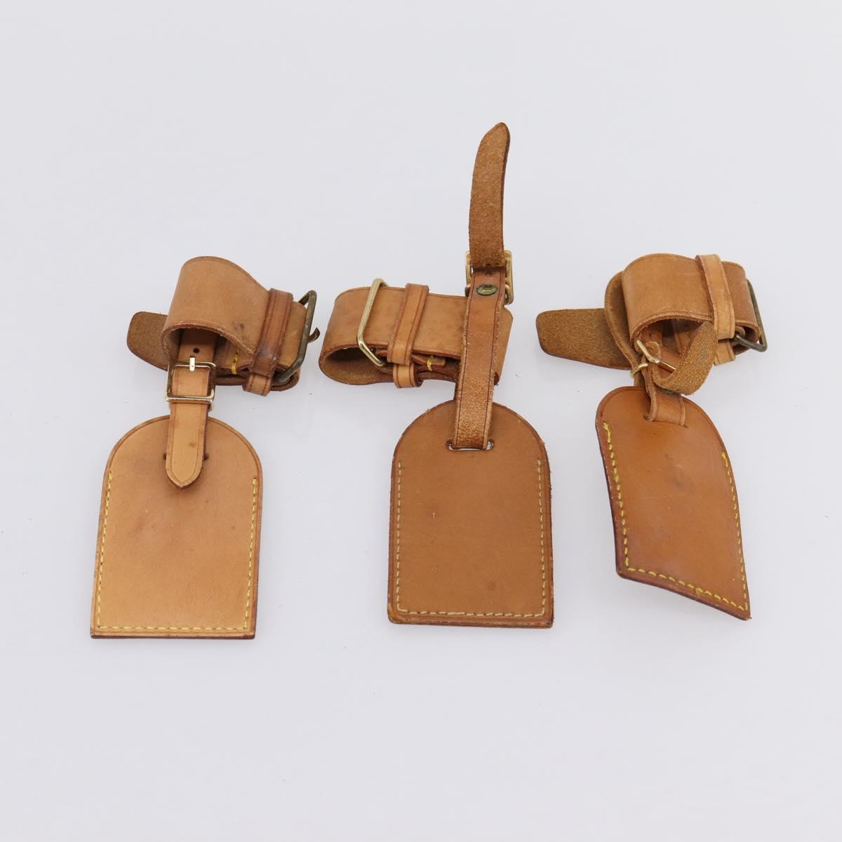 LOUIS VUITTON Name Tag Powanie 10 Set Powanie Leather Beige LV Auth 202405