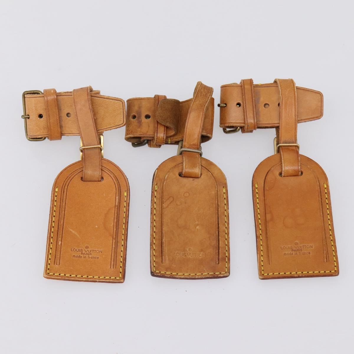 LOUIS VUITTON Name Tag Powanie 10 Set Powanie Leather Beige LV Auth 202407
