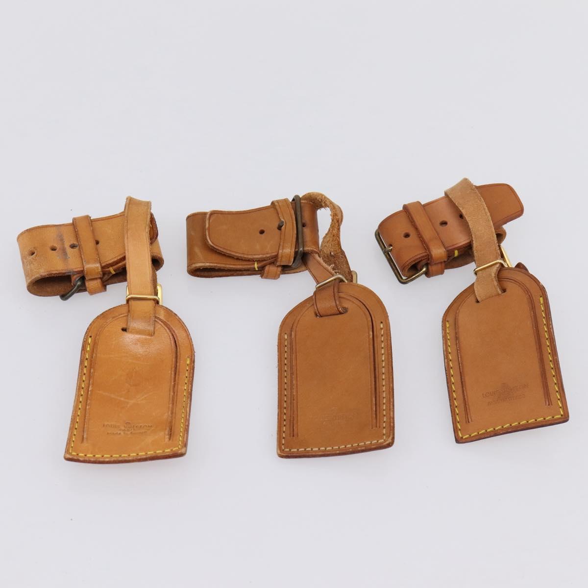 LOUIS VUITTON Name Tag Powanie 10 Set Powanie Leather Beige LV Auth 202407