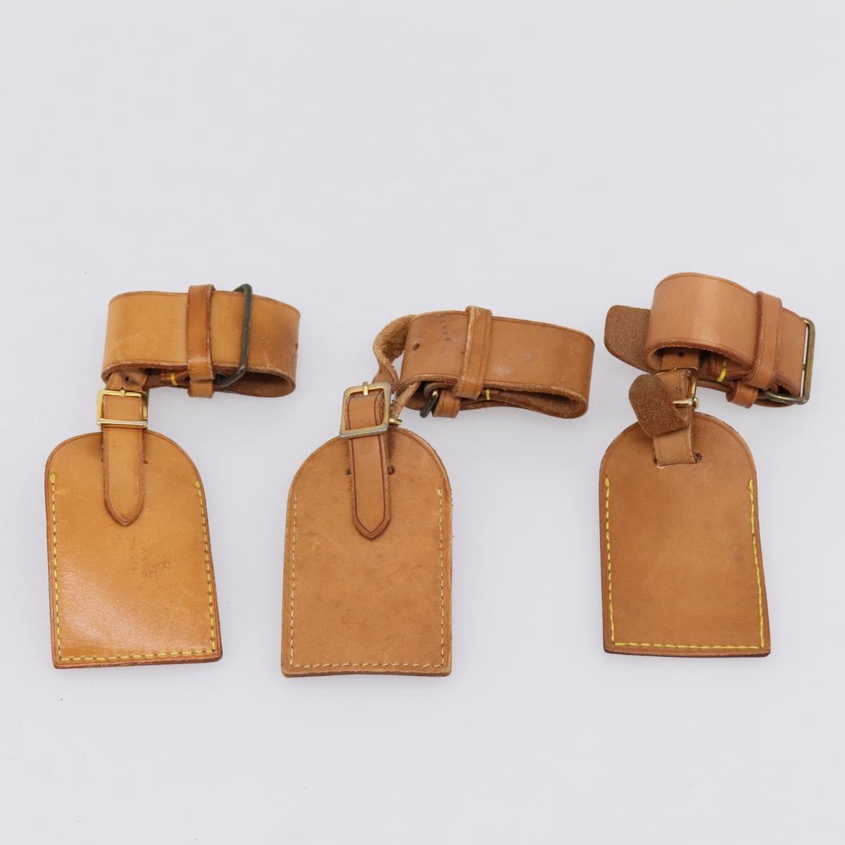 LOUIS VUITTON Name Tag Powanie 10 Set Powanie Leather Beige LV Auth 202407