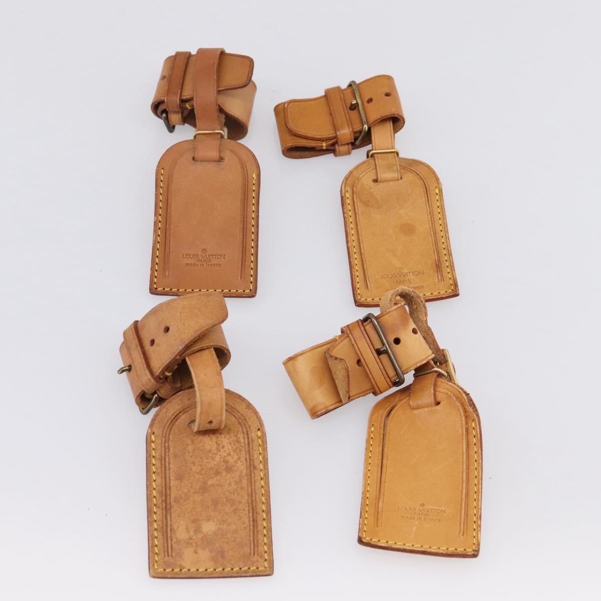 LOUIS VUITTON Name Tag Powanie 10 Set Powanie Leather Beige LV Auth 202407