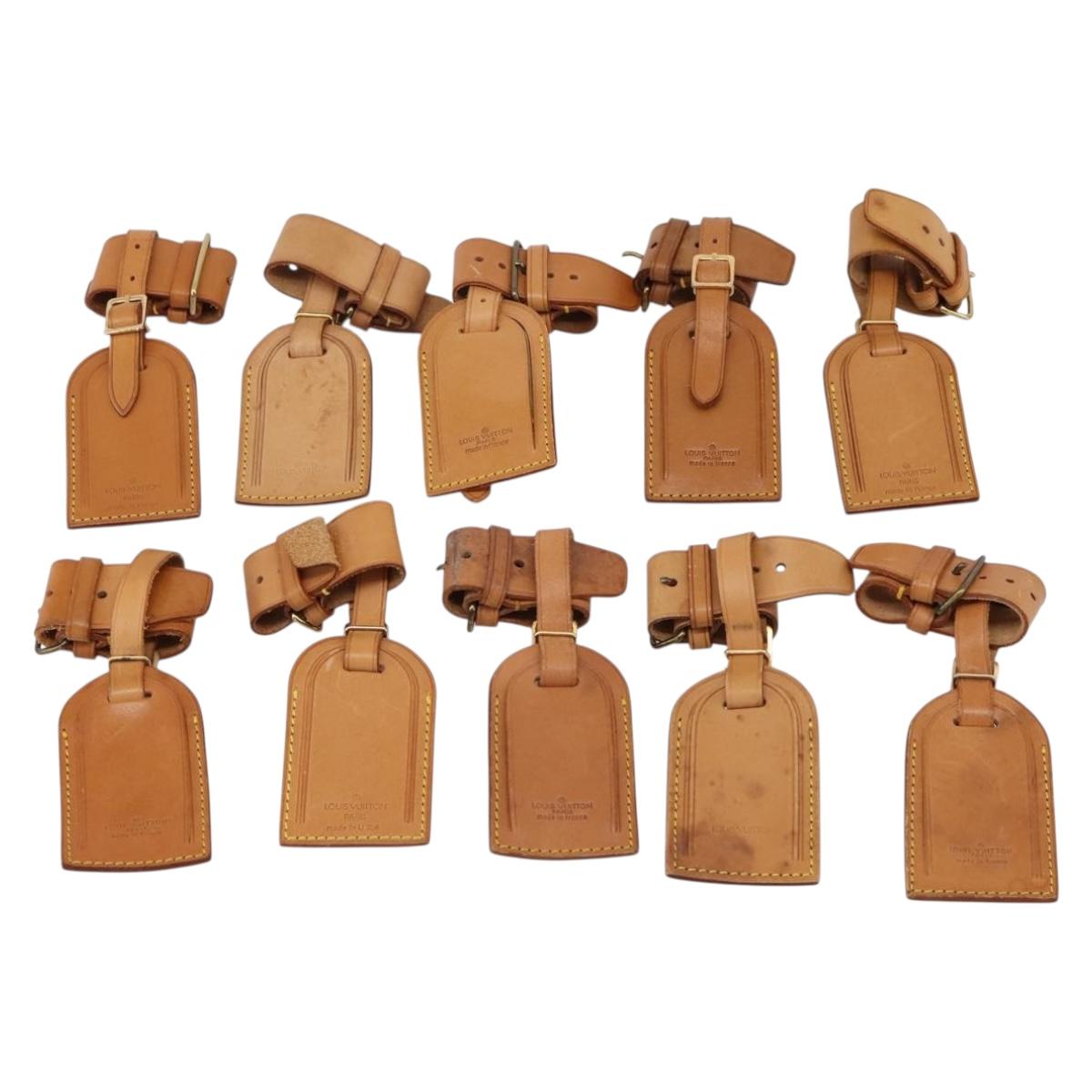 LOUIS VUITTON Name Tag Powanie 10 Set Powanie Leather Beige LV Auth 202408