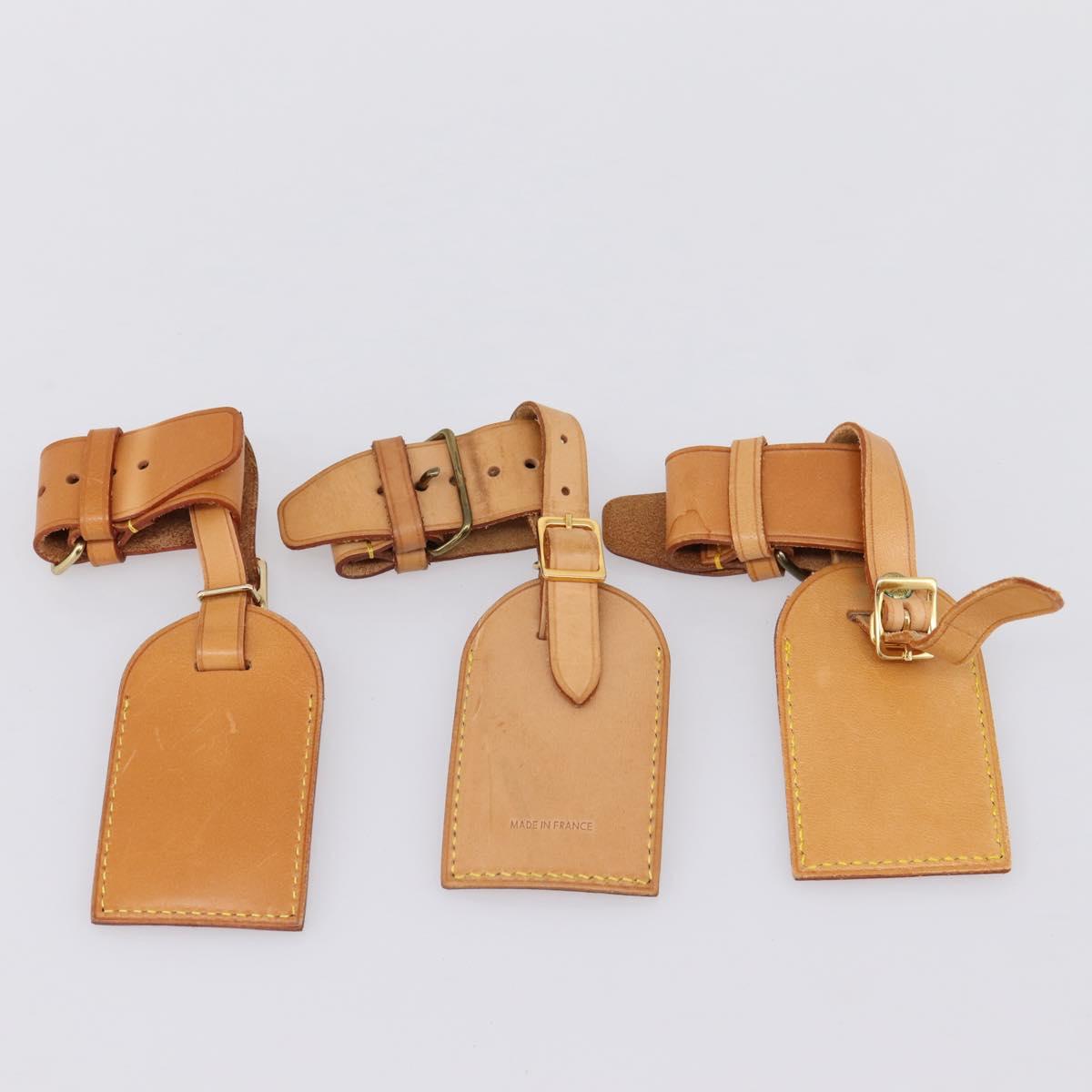 LOUIS VUITTON Name Tag Powanie 10 Set Powanie Leather Beige LV Auth 202408