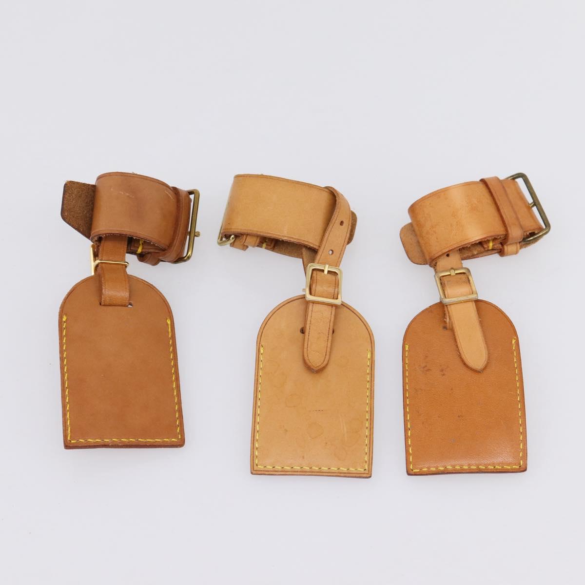 LOUIS VUITTON Name Tag Powanie 10 Set Powanie Leather Beige LV Auth 202408