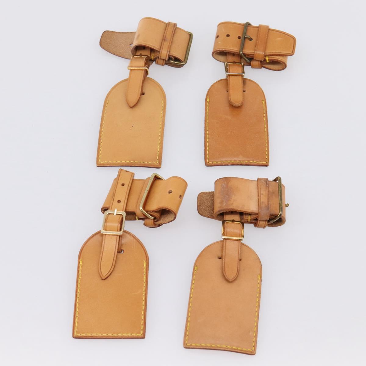 LOUIS VUITTON Name Tag Powanie 10 Set Powanie Leather Beige LV Auth 202408