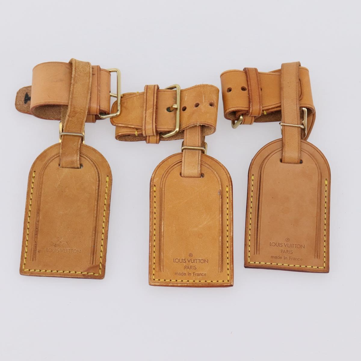 LOUIS VUITTON Name Tag Powanie 10 Set Powanie Leather Beige LV Auth 202409