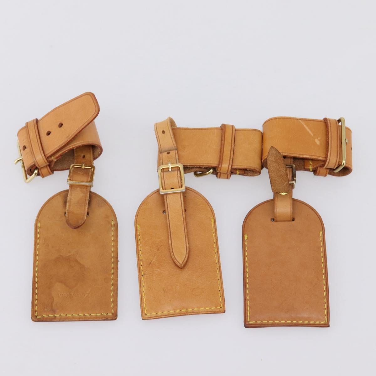 LOUIS VUITTON Name Tag Powanie 10 Set Powanie Leather Beige LV Auth 202409