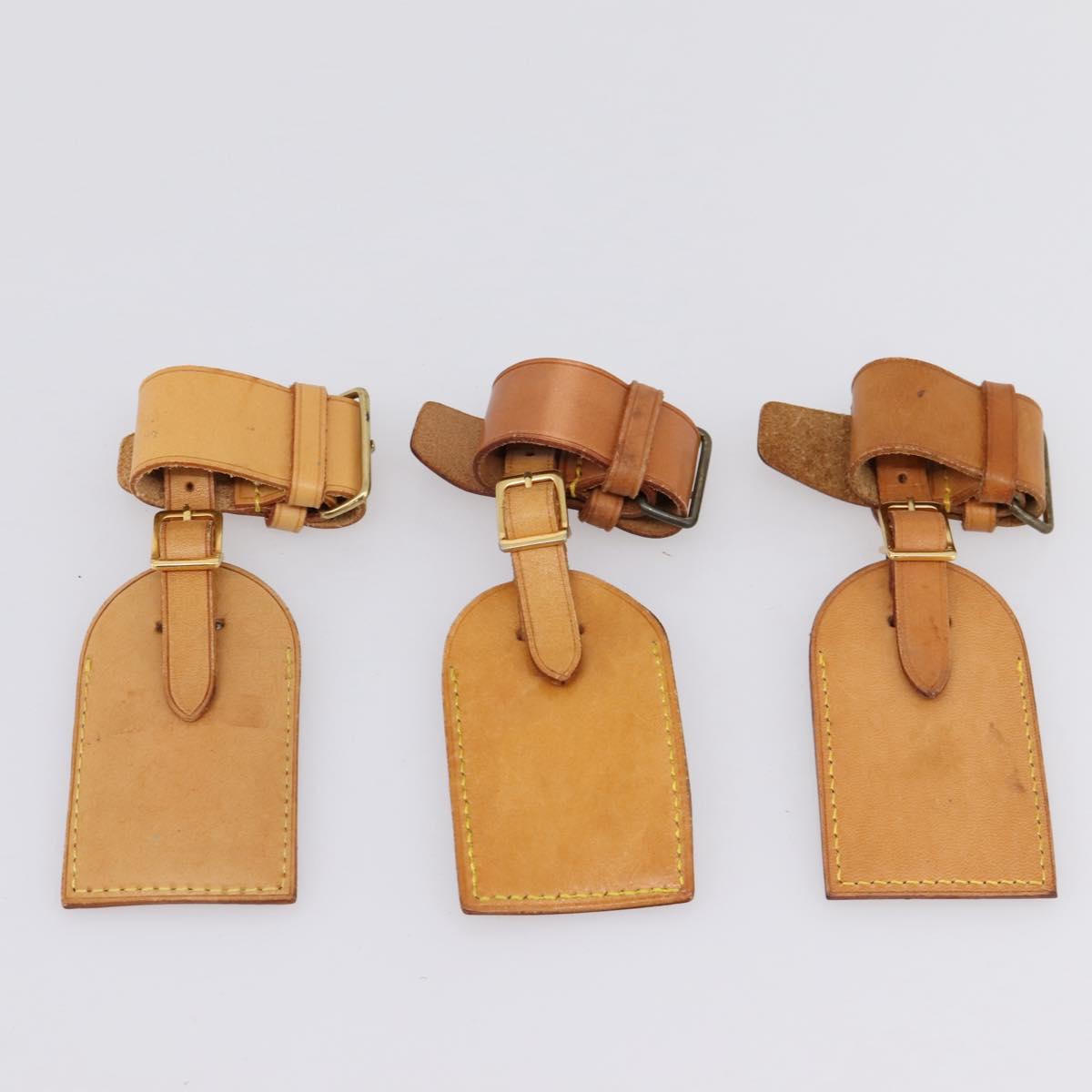 LOUIS VUITTON Name Tag Powanie 10 Set Powanie Leather Beige LV Auth 202409
