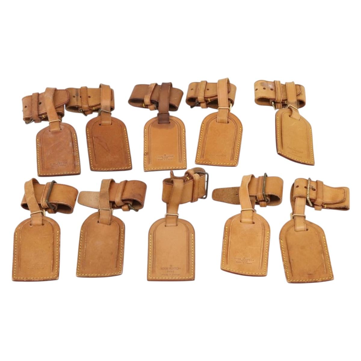 LOUIS VUITTON Name Tag Powanie 10 Set Powanie Leather Beige LV Auth 202410