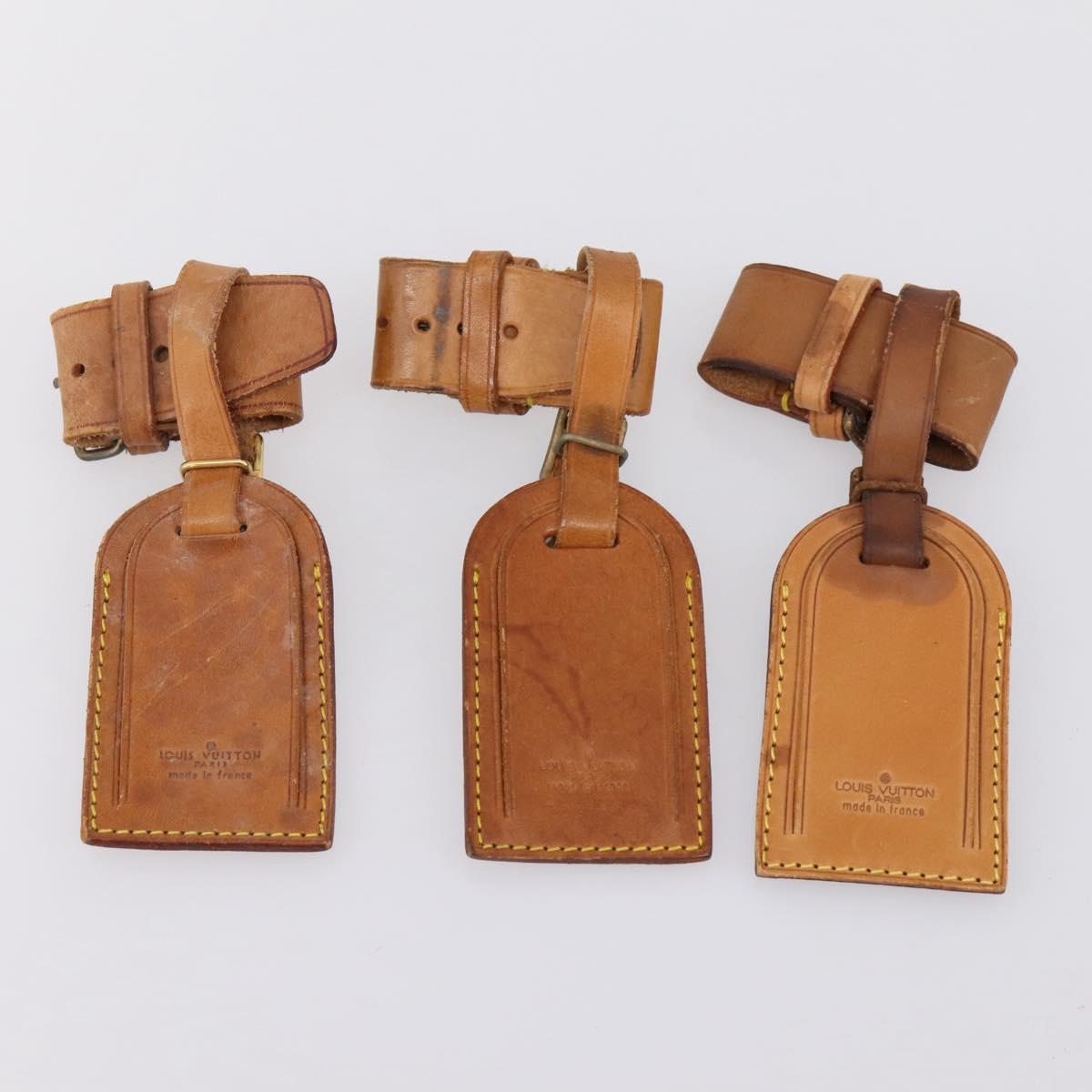 LOUIS VUITTON Name Tag Powanie 10 Set Powanie Leather Beige LV Auth 202410