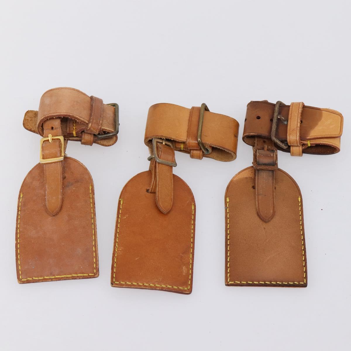LOUIS VUITTON Name Tag Powanie 10 Set Powanie Leather Beige LV Auth 202410