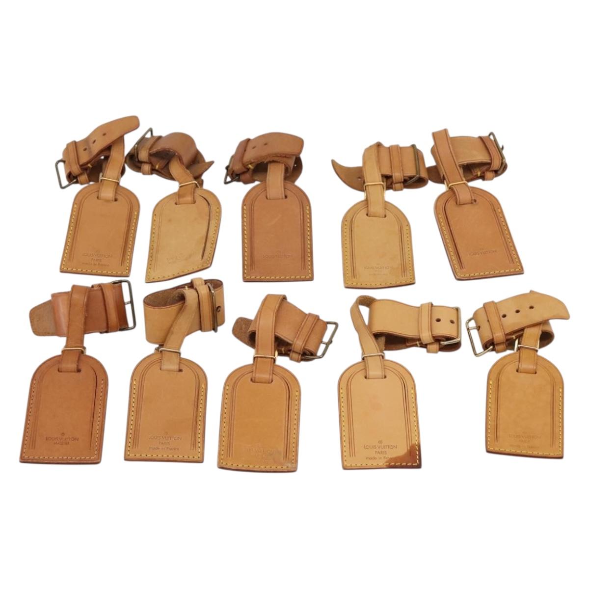 LOUIS VUITTON Name Tag Powanie 10 Set Powanie Leather Beige LV Auth 202411