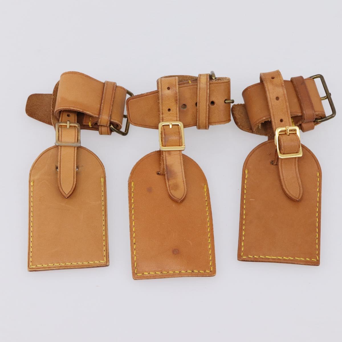 LOUIS VUITTON Name Tag Powanie 10 Set Powanie Leather Beige LV Auth 202411