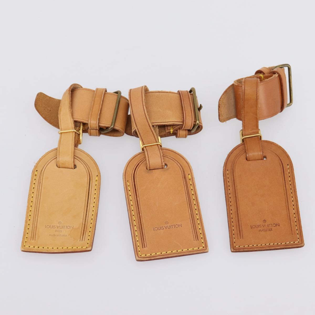 LOUIS VUITTON Name Tag Powanie 10 Set Powanie Leather Beige LV Auth 202411