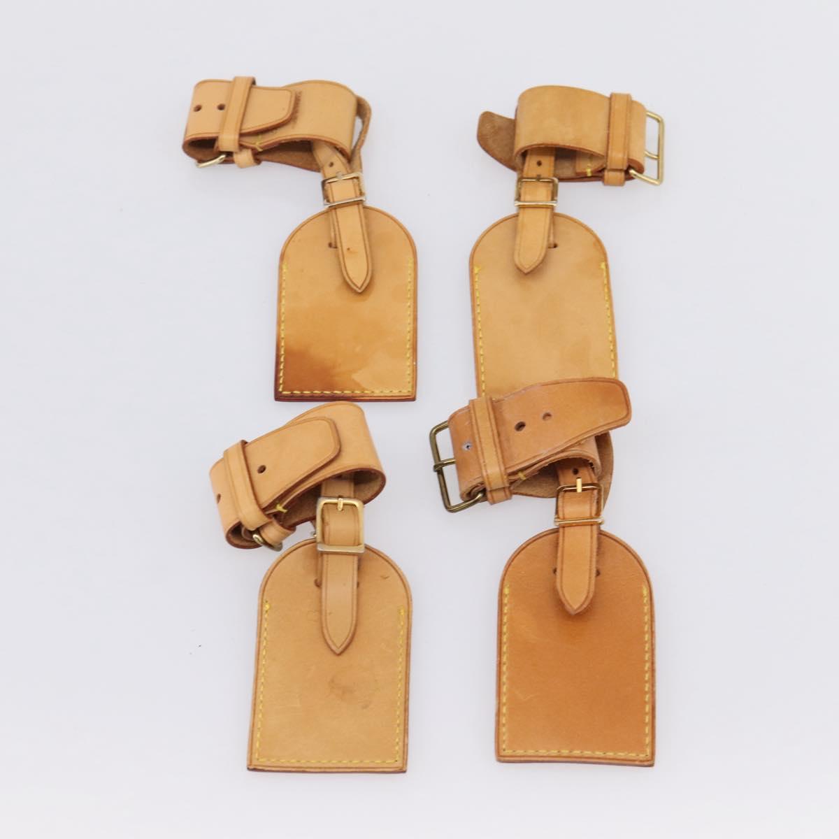 LOUIS VUITTON Name Tag Powanie 10 Set Powanie Leather Beige LV Auth 202411