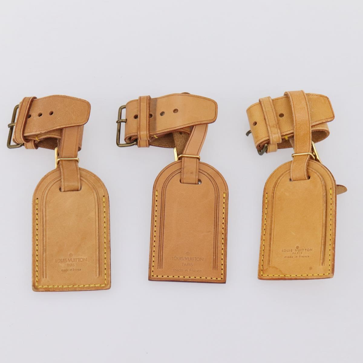 LOUIS VUITTON Name Tag Powanie 10 Set Powanie Leather Beige LV Auth 202412