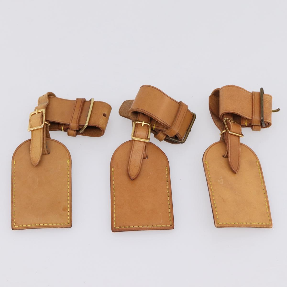 LOUIS VUITTON Name Tag Powanie 10 Set Powanie Leather Beige LV Auth 202412