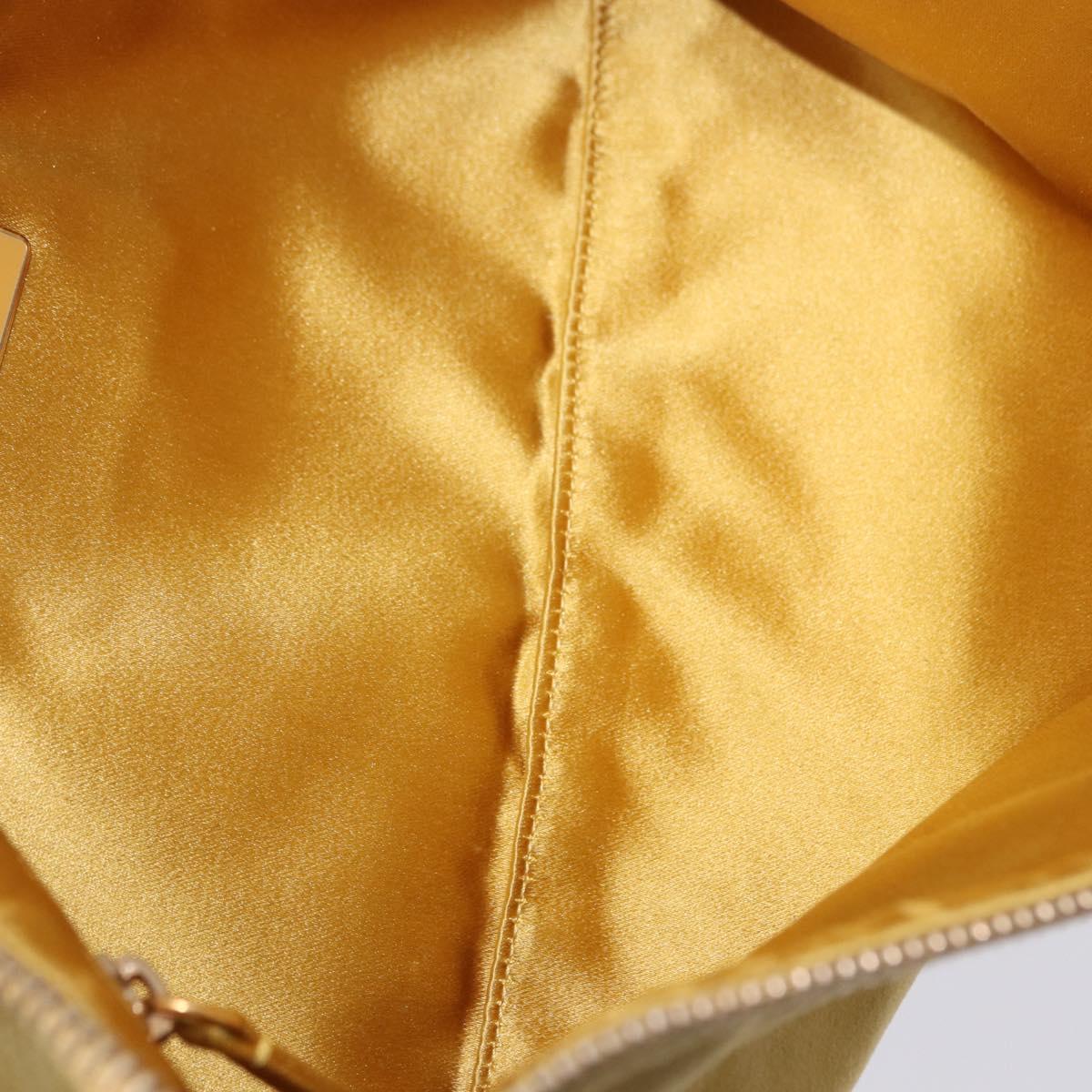 PRADA Chain Shoulder Bag Suede Yellow Gold Auth 202450