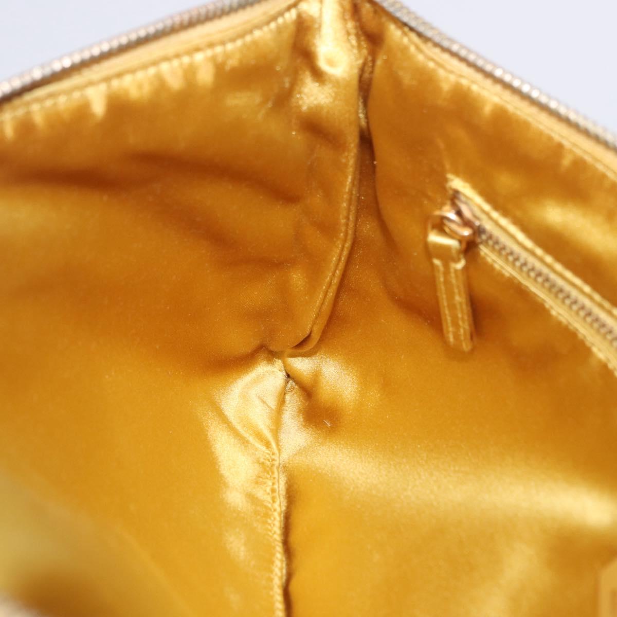 PRADA Chain Shoulder Bag Suede Yellow Gold Auth 202450