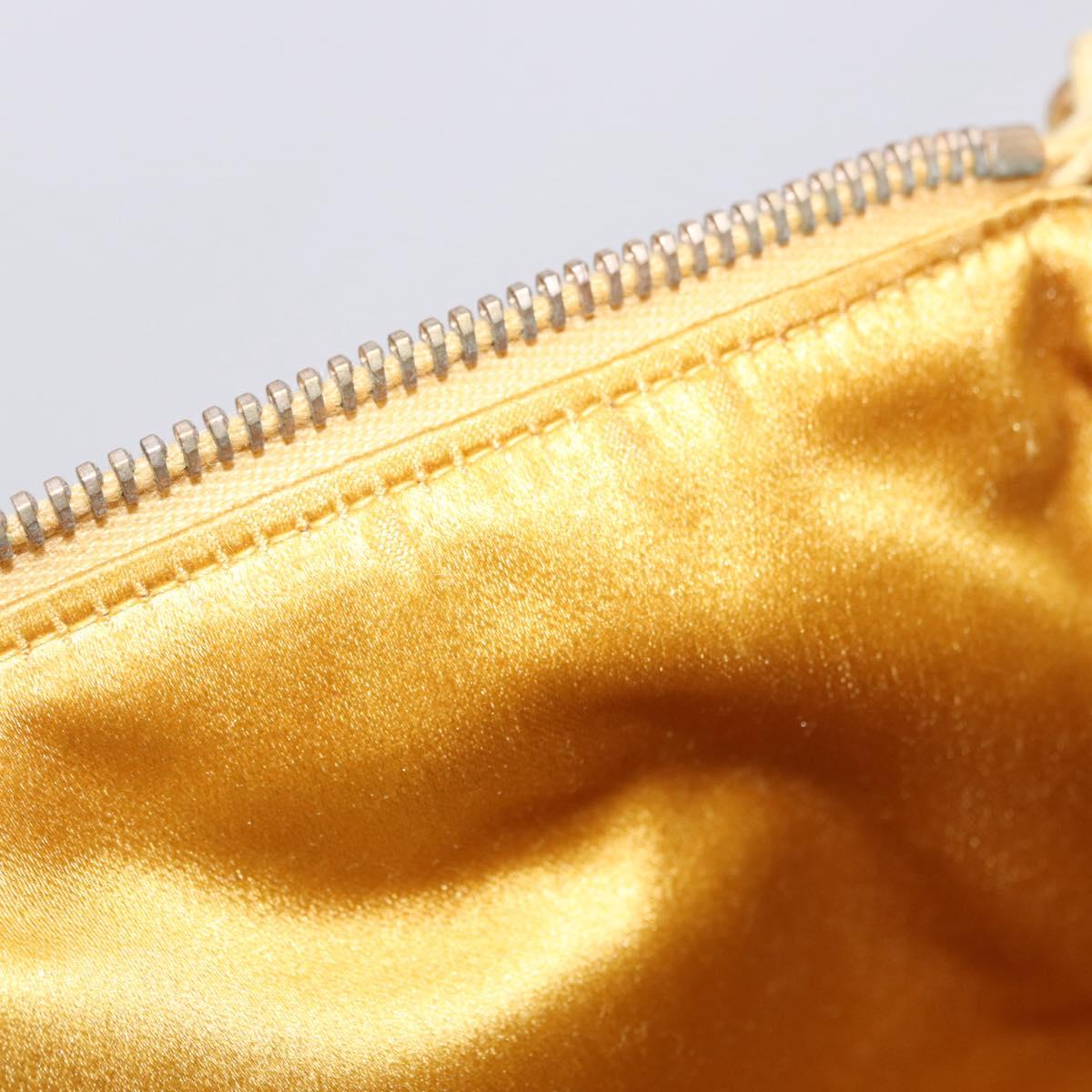 PRADA Chain Shoulder Bag Suede Yellow Gold Auth 202450