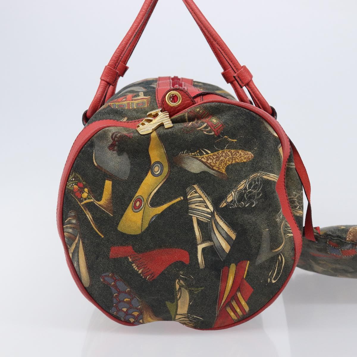 Salvatore Ferragamo Shoulder Bag Coated Canvas Red Gold Auth 202451
