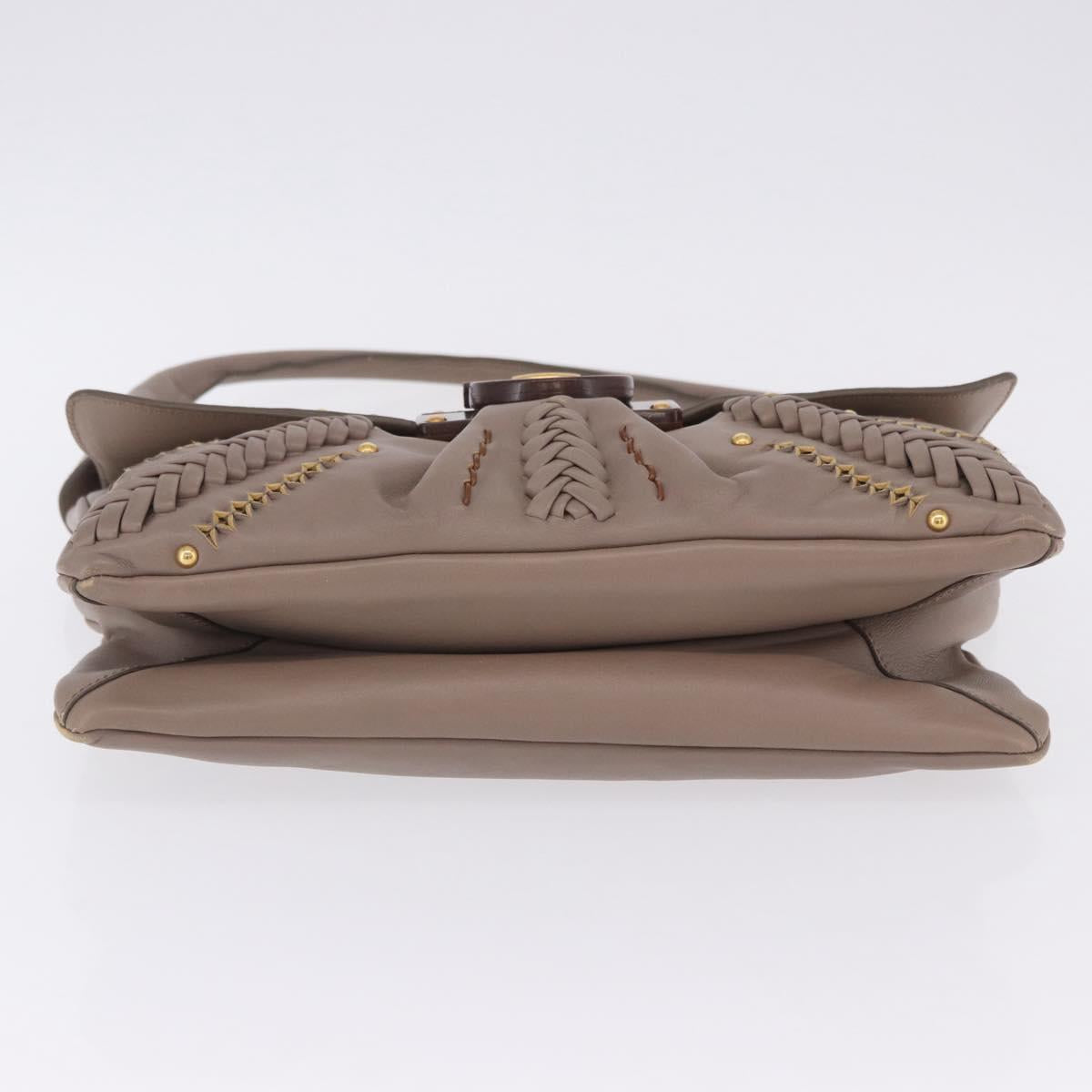 Salvatore Ferragamo Gancini Shoulder Bag Leather Brown Gold Auth 202452A