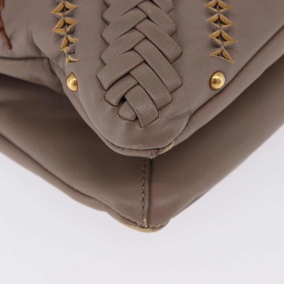 Salvatore Ferragamo Gancini Shoulder Bag Leather Brown Gold Auth 202452A