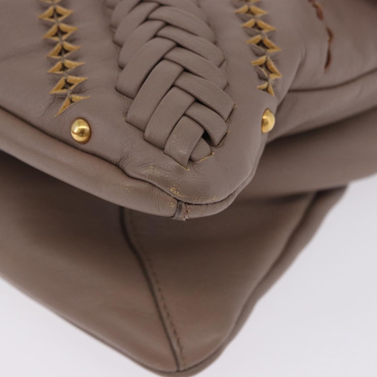 Salvatore Ferragamo Gancini Shoulder Bag Leather Brown Gold Auth 202452A