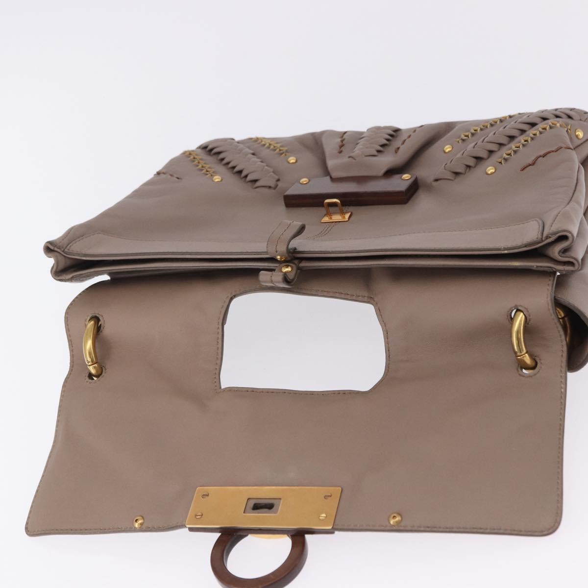 Salvatore Ferragamo Gancini Shoulder Bag Leather Brown Gold Auth 202452A