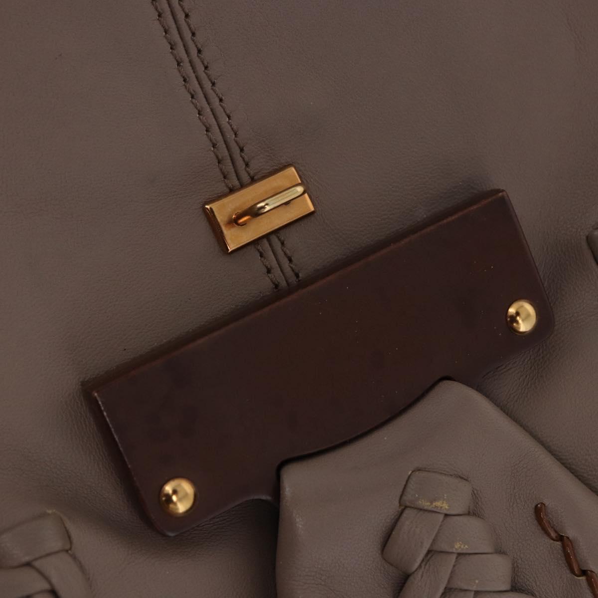 Salvatore Ferragamo Gancini Shoulder Bag Leather Brown Gold Auth 202452A