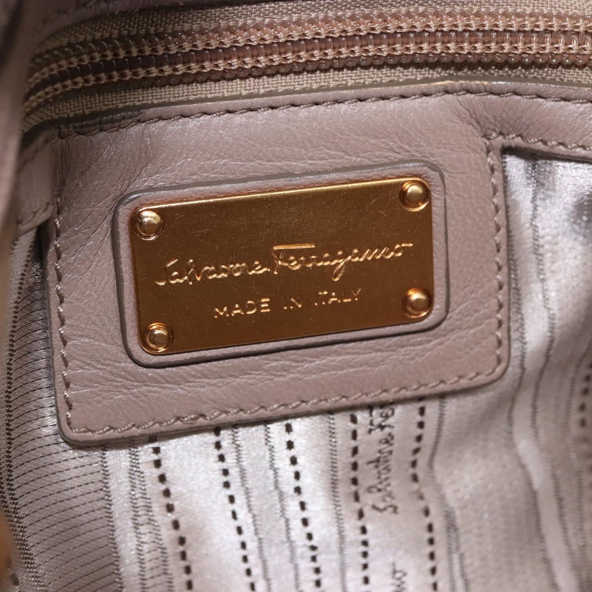 Salvatore Ferragamo Gancini Shoulder Bag Leather Brown Gold Auth 202452A
