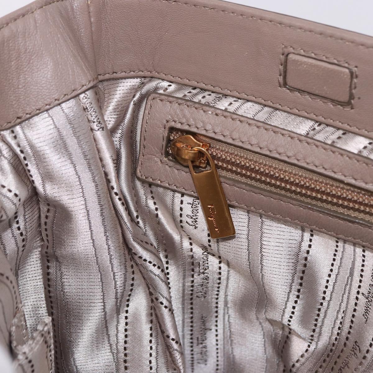 Salvatore Ferragamo Gancini Shoulder Bag Leather Brown Gold Auth 202452A