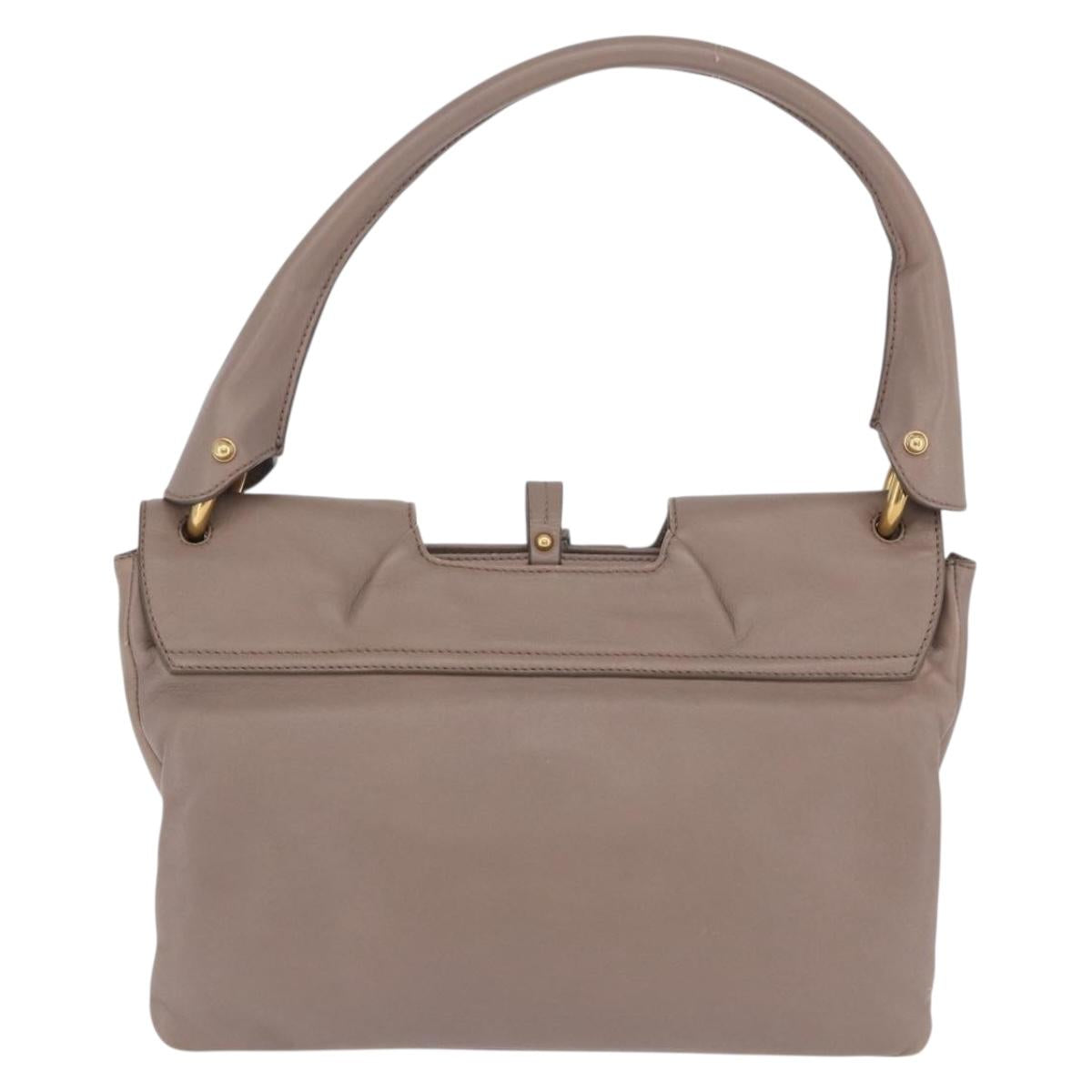 Salvatore Ferragamo Gancini Shoulder Bag Leather Brown Gold Auth 202452A