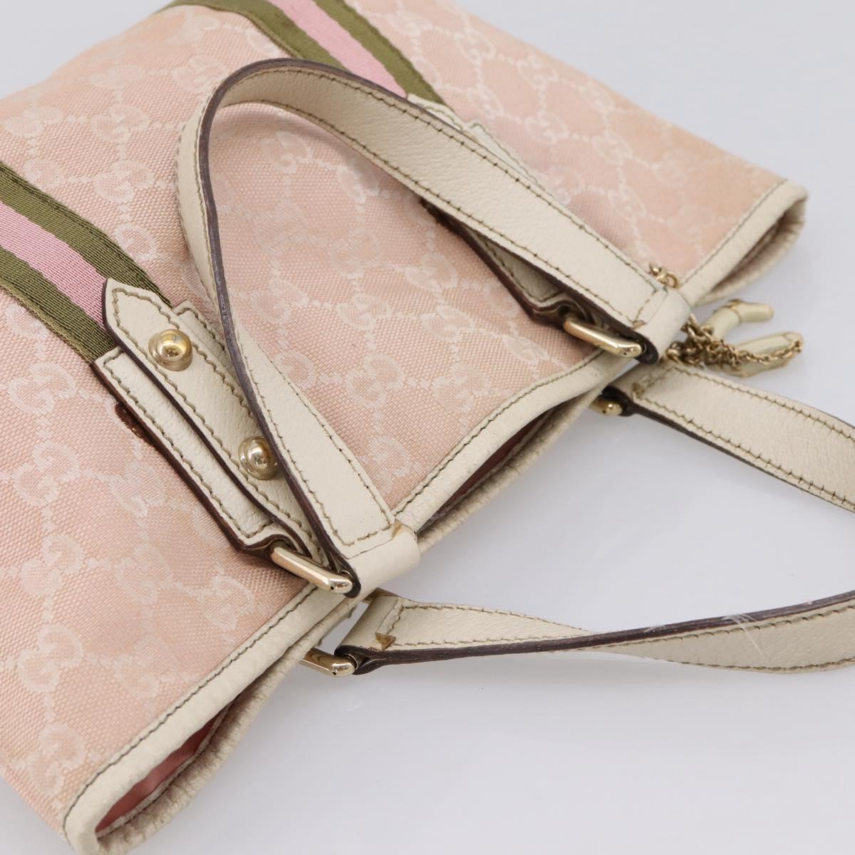 GUCCI GG Canvas Sherry Line Hand Bag Pink Gold 139261 Auth 202455